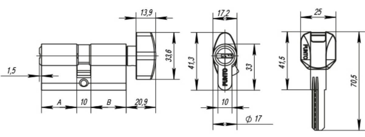 Цилиндровый механизм с вертушкой Z402/60 mm (25+10+25) CP хром 5 кл. — фото 1