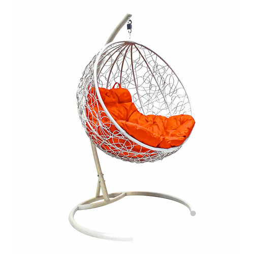 Подвесное кресло Круг Белое с оранжевой подушкой M-Group белое подвесное кресло для двоих ротанг с оранжевой подушкой