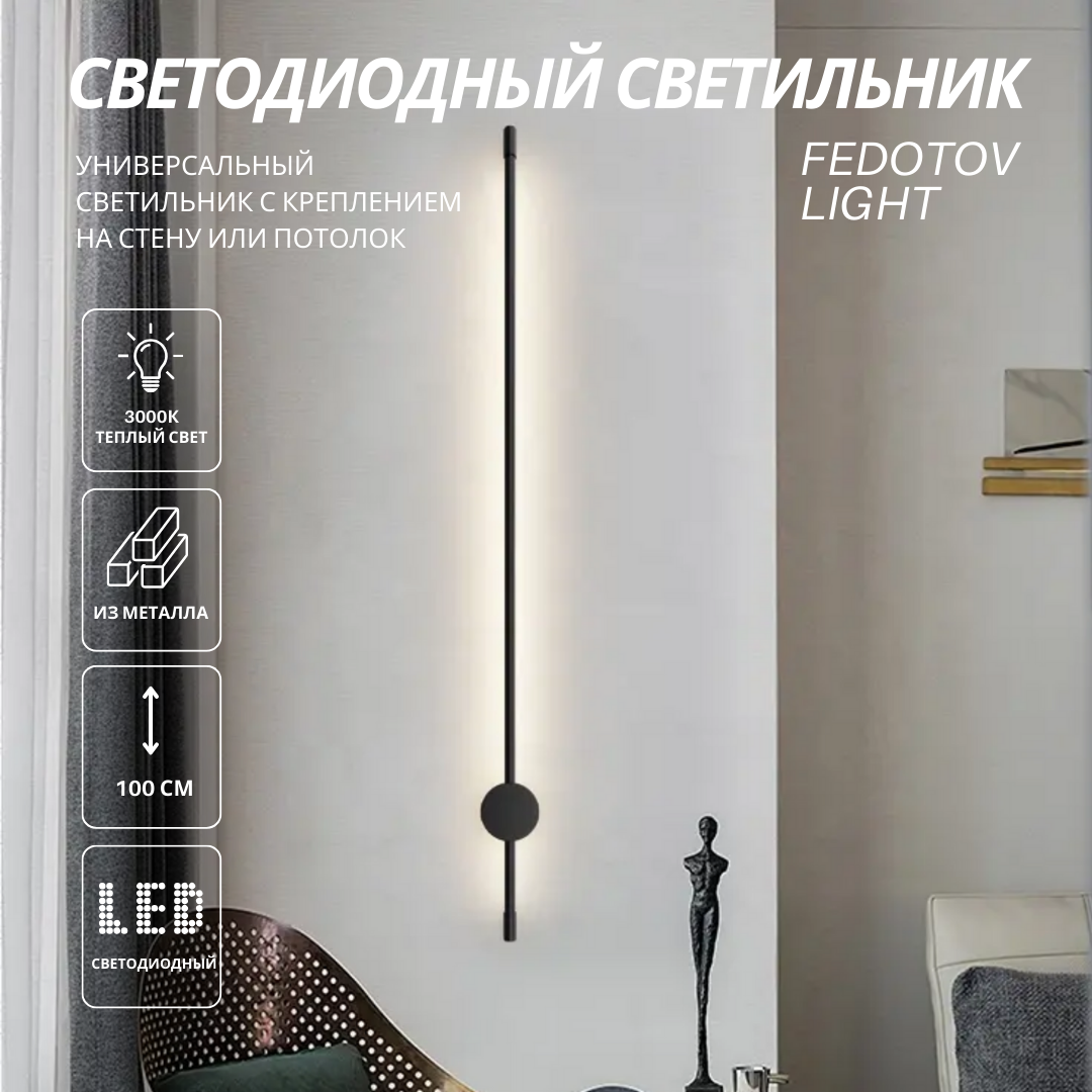 фото Светильник настенный светодиодный архитектурный FEDOTOV FED-0022-100-BK-3000K черный