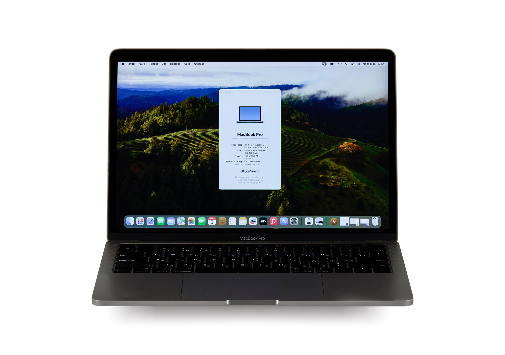 Ноутбук Apple Macbook Pro 13 2018 г Touch Bar A1989 (Производство 2019 г) Core i5 2.3Ггц 4 ядра / Оперативная память 16Гб / SSD 256Gb / Gray