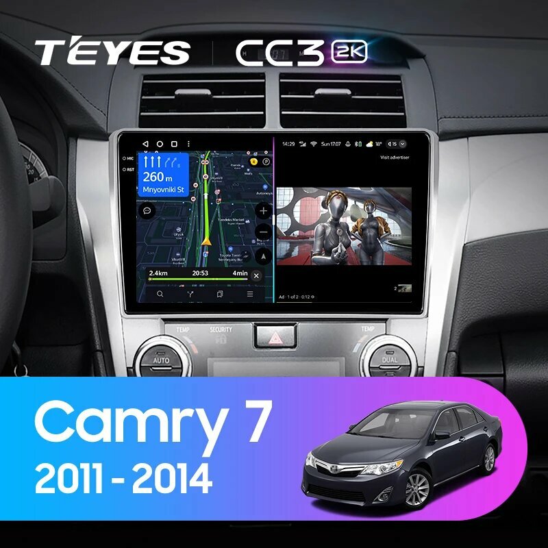 Магнитола Teyes CC3 2K 4-64 Toyota Camry 7 XV 50 55 2011 — 2014 10.36" (A)