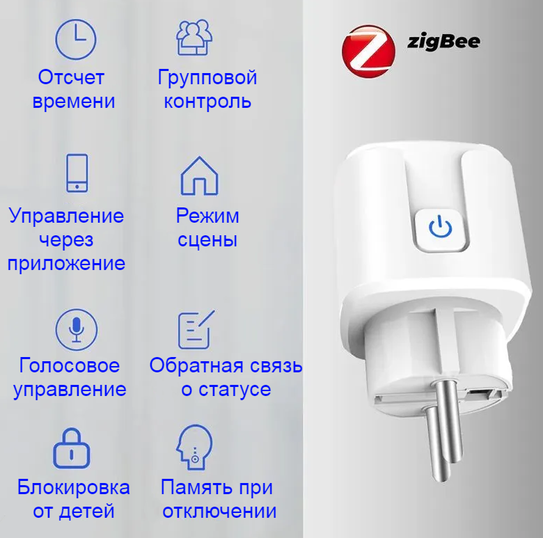 Умная ZigBee розетка 16А (работает с Алисой) Расход электроэнергии Текущее напряжение