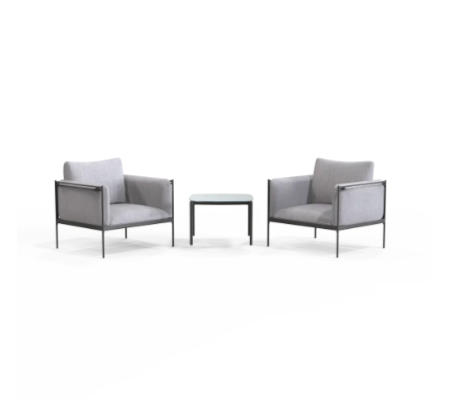 Набор садовой мебели Naterial Levo сталь/текстилен/полиэстер/стекло серый: стол и 2 кресла