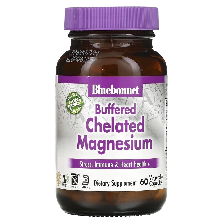 Bluebonnet Nutrition Buffered Chelated Magnesium (Буферизованный хелатный магний) 60 растительных капсул