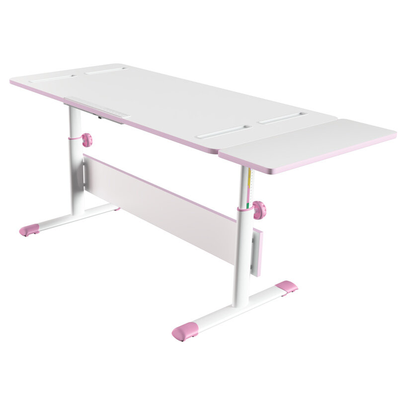 Парта Polini Kids стол + боковая приставка CITY D2 140x55 см белый/розовый