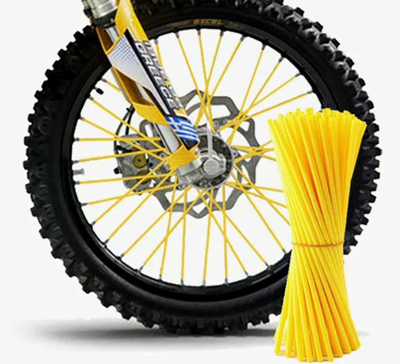 фото Накладки на спицы мотоциклов, питбайков и велосипеда желтый
