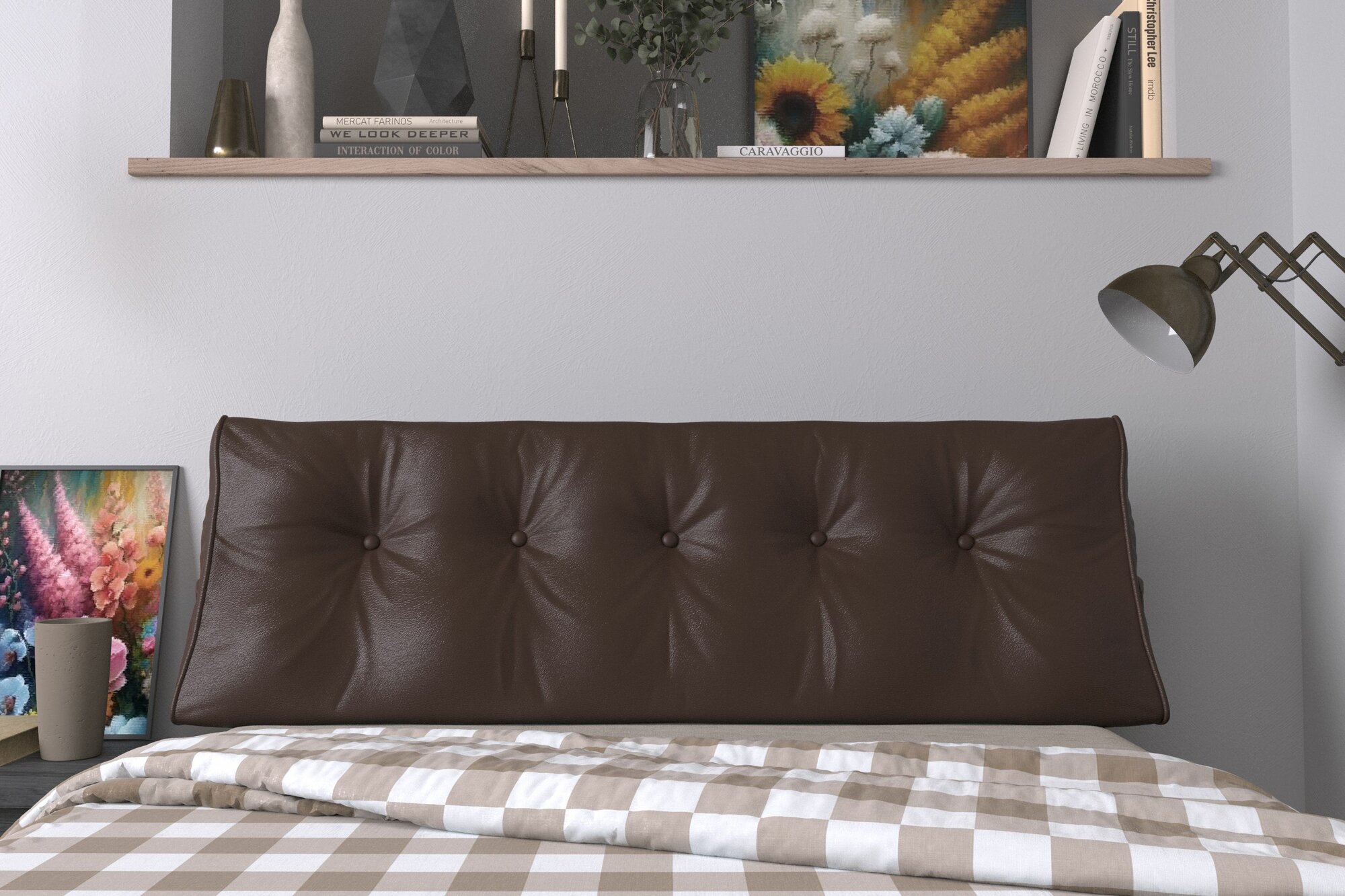 Набивное изголовье-подушка для кровати Mr. Mattress Soft XXL 80x50 Brown