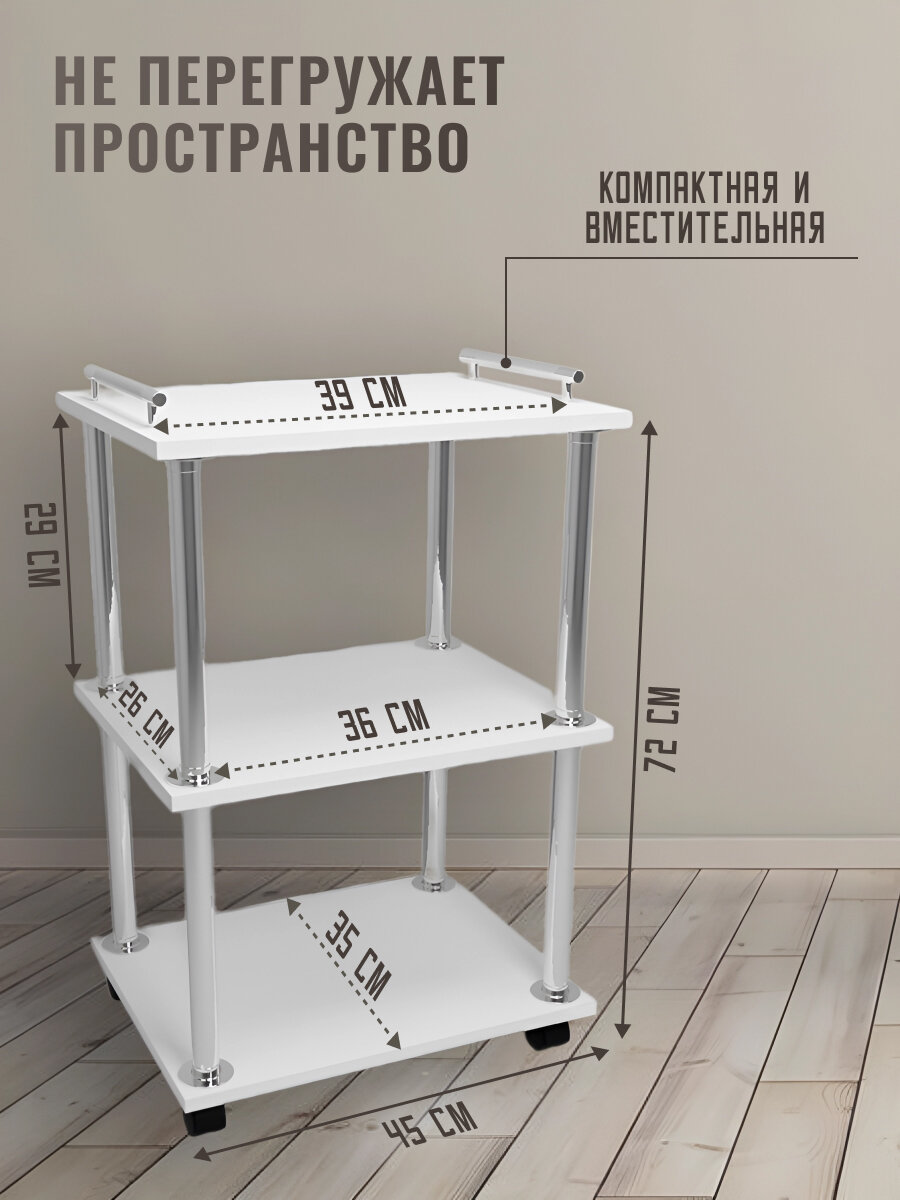 Тележка этажерка косметологическая на колесиках парикмахерская для мастера и для дома