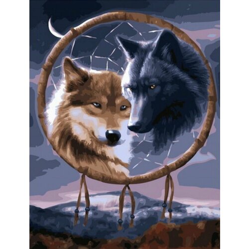 Картина по номерам Волчий ловец снов холст на подрамнике 40x50 см, GX22015 картина по номерам древо снов 40x50 см