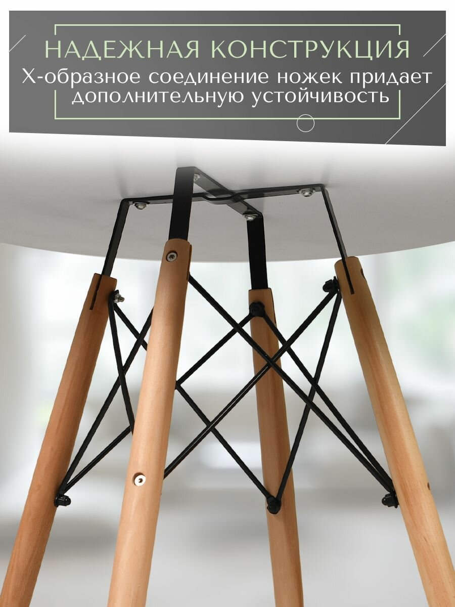 Стол кухонный обеденный лофт Classmark DIA круглый, МДФ, для столовой и кухни, 80 см диаметр, высота 75 см