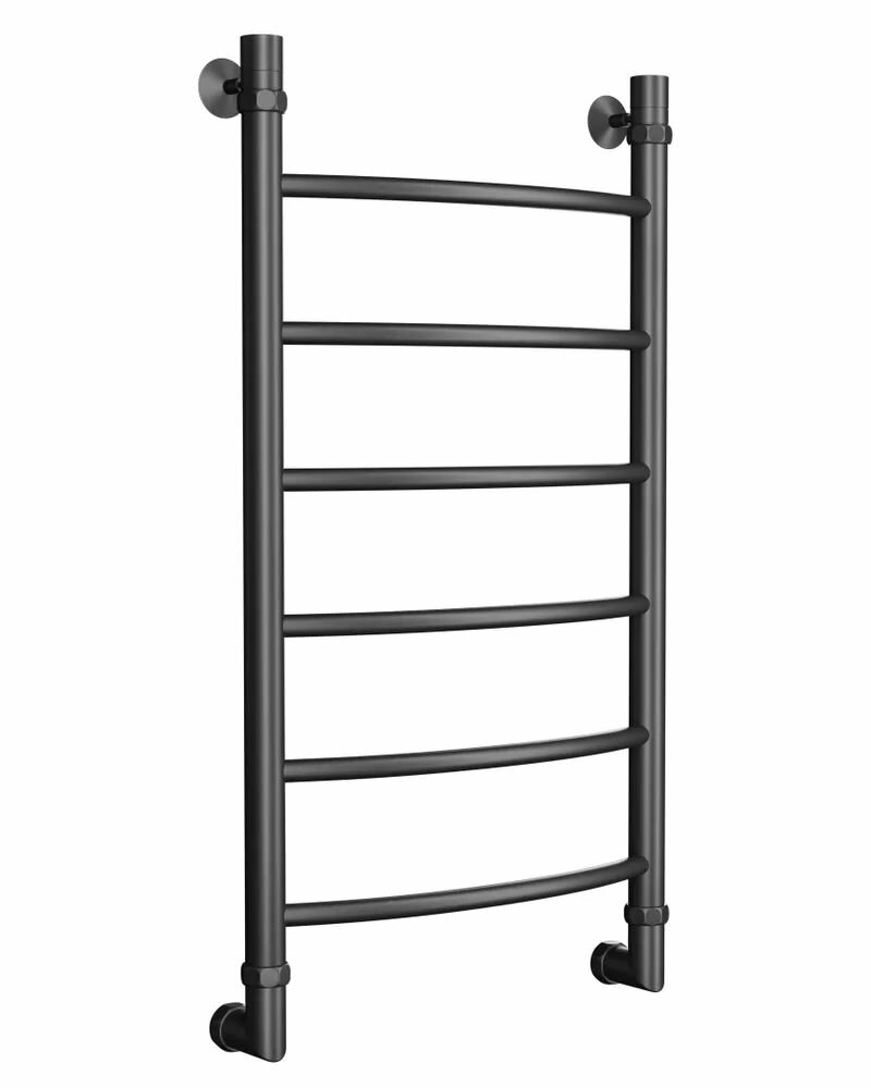 фото Полотенцесушитель водяной черный матовый L-Дуга 800мм 400мм для ванной комнаты