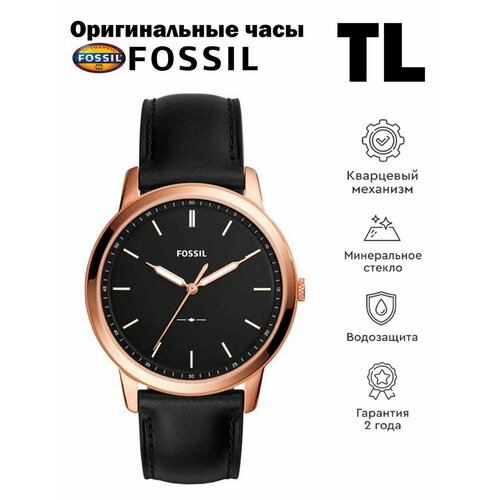 Наручные часы FOSSIL, черный modiya calendar belt men s watch watch three eye six hand casual men s watch