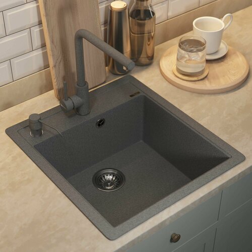 Кухонная мойка кварцевая Uperwood Quartz UPD-07-03, прямоугольная, серая