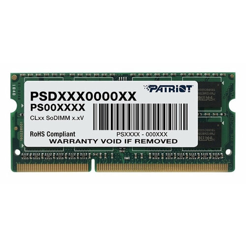 Модуль памяти для ноутбука SODIMM 4GB PC10600 DDR3 PSD34G13332S PATRIOT память ddr4 sodimm 4gb 2400mhz patriot psd44g240081s