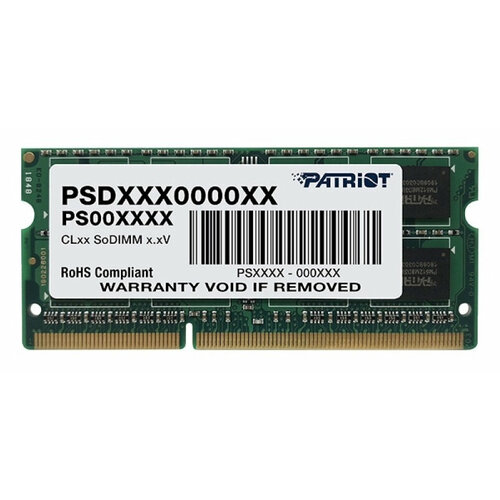 Модуль памяти для ноутбука SODIMM 4GB PC10600 DDR3 PSD34G13332S PATRIOT 109400₽