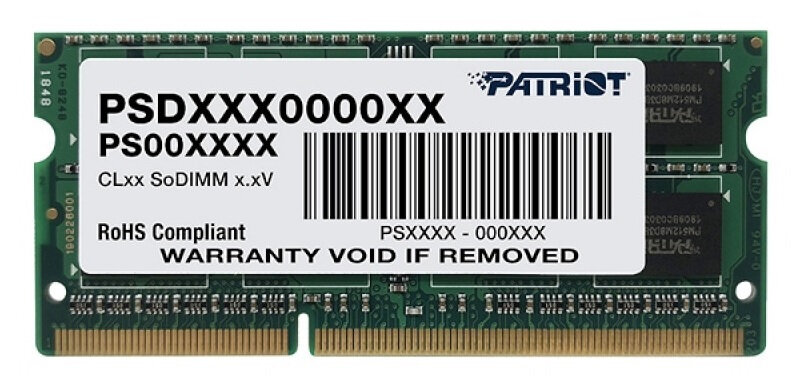 Модуль памяти для ноутбука sodimm 4gb pc10600 ddr3 psd34g13332s patriot