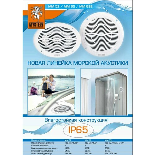 Автоколонки Mystery MM-52 2х-полосная водонепроницаемая акустическая система 120 Вт MYSTERY MM 52 цена за 1 шт 4750₽