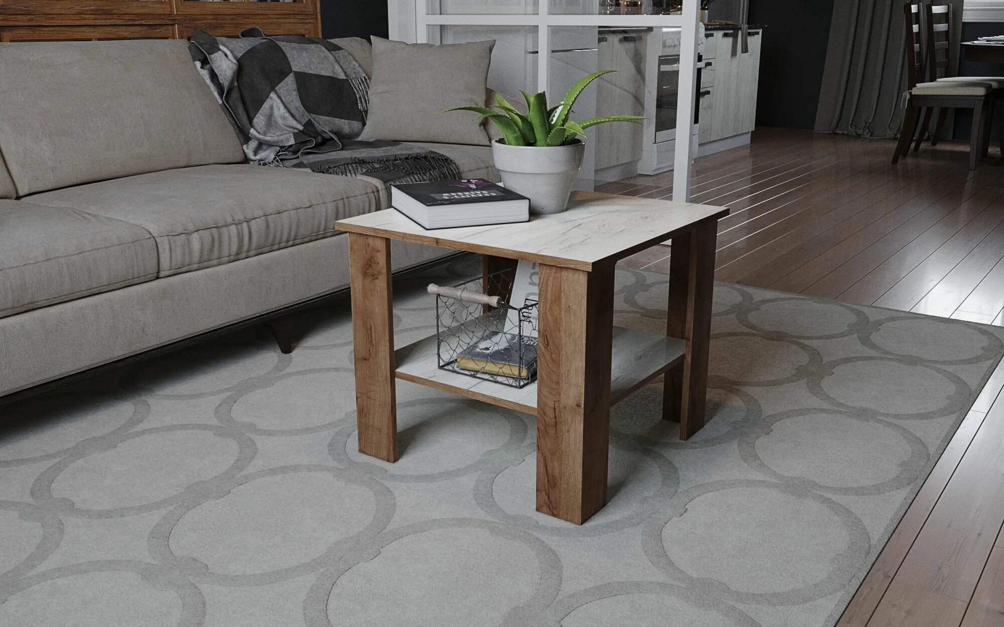 фото Стол журнальный стол "Консул-9" Дуб крафт табачный / Дуб крафт белый