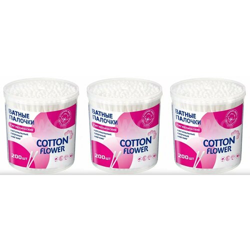Ватные палочки Cotton Flower в банке 200 шт 3 уп 951₽