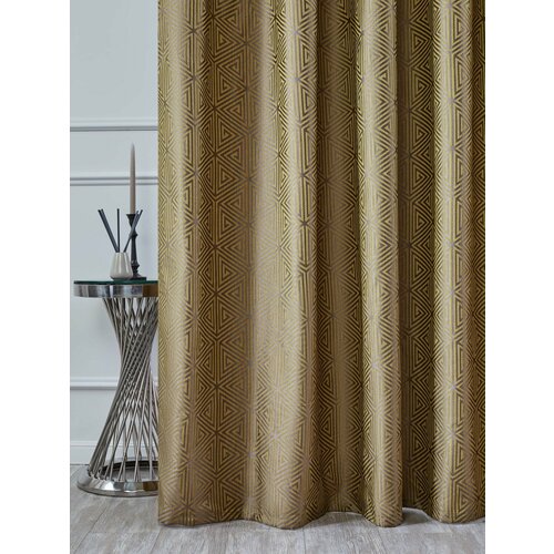 Штора для комнаты SANPA HOME с жаккардовым рисунком на люверсах бежево-горчичный 1 шт размер 200х280 см 1707₽