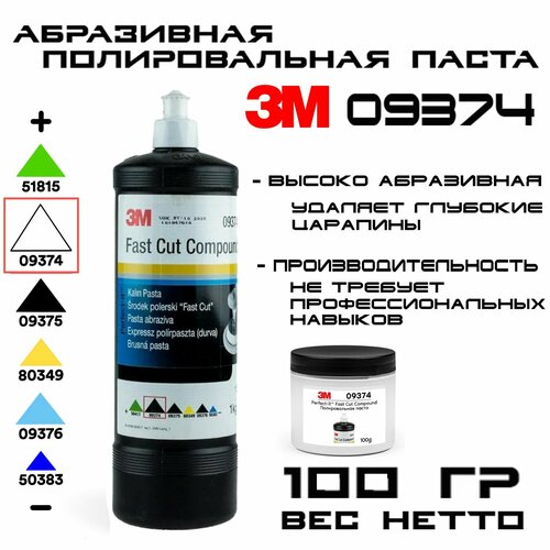 Абразивная полировальная паста 3M 09374 Fast Cut Perfect-IT III первый шаг белый колпачок 100гр 799₽