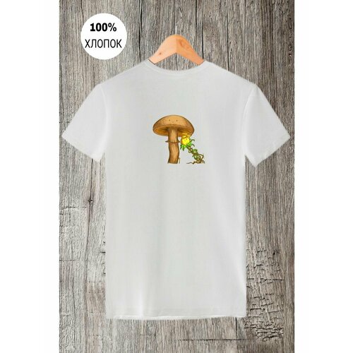 Футболка гриб, размер L, белый мужская футболка волшебный гриб l белый