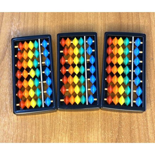 Ментальная арифметика. Абакус Соробан, 7 рядов, цветные кости, 3 штуки красочные abacus арифметические счеты соробан математические инструменты для расчета обучающая игрушка