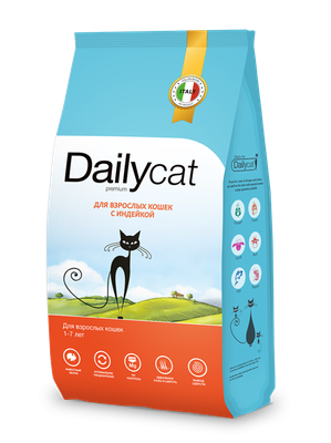 Dailycat сухой корм для взрослых кошек с индейкой - 1,5 кг