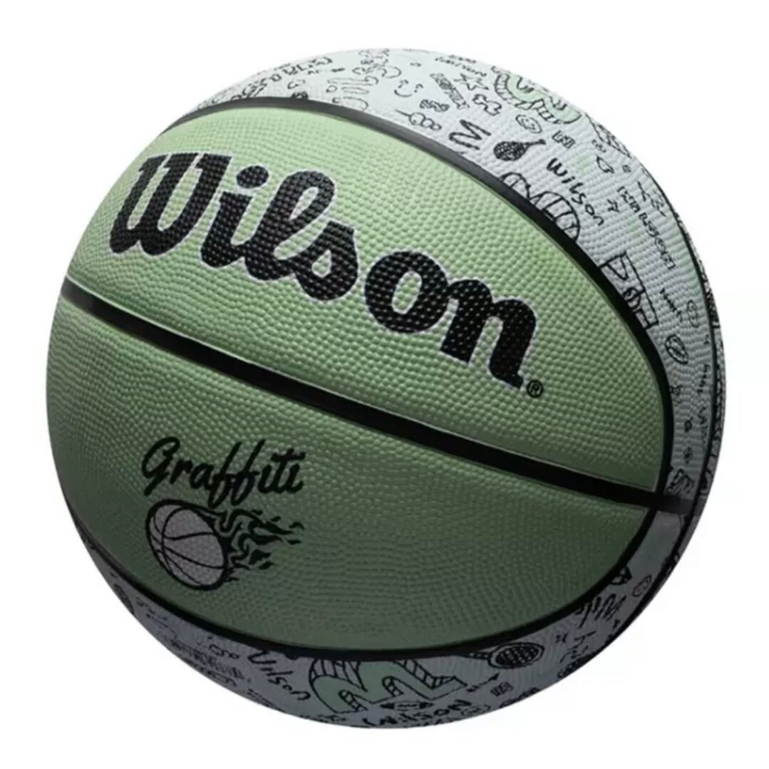 Баскетбольный мяч Wilson GRAFFITI BSKT Light Green №7 — фото 1