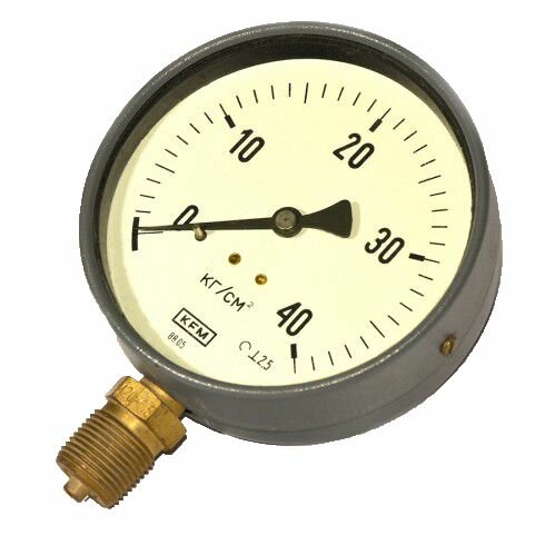 фото Манометр показывающий KFM, d100мм, 0.40 кгc/см2, М20х1.5, для газа и воздуха, Elster Kromschroeder GmbH, Германия