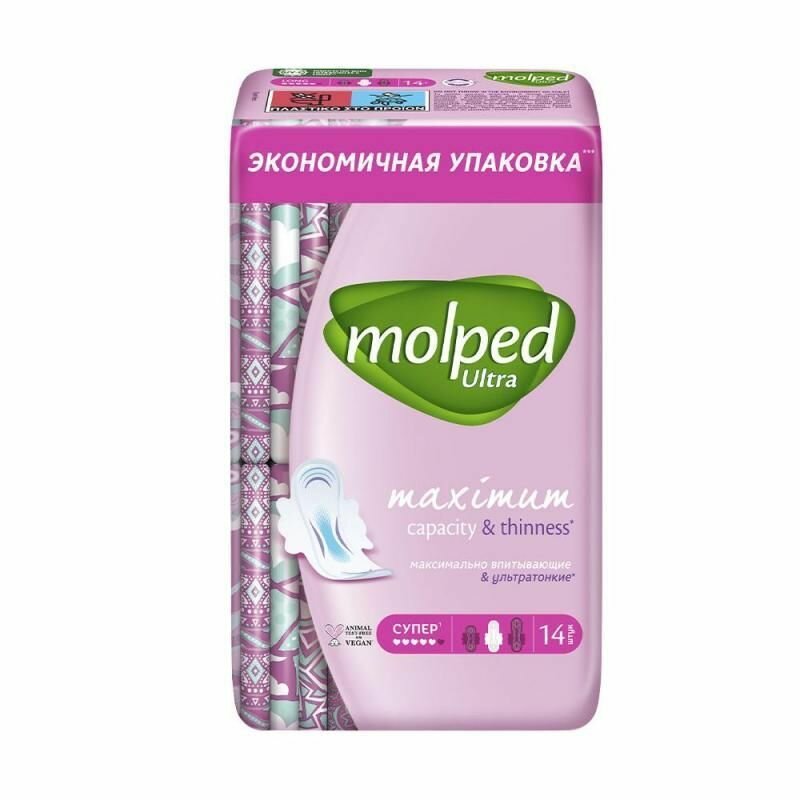 Molped Прокладки женские гигиенические Супер Ultra, с крылышками, 14 шт