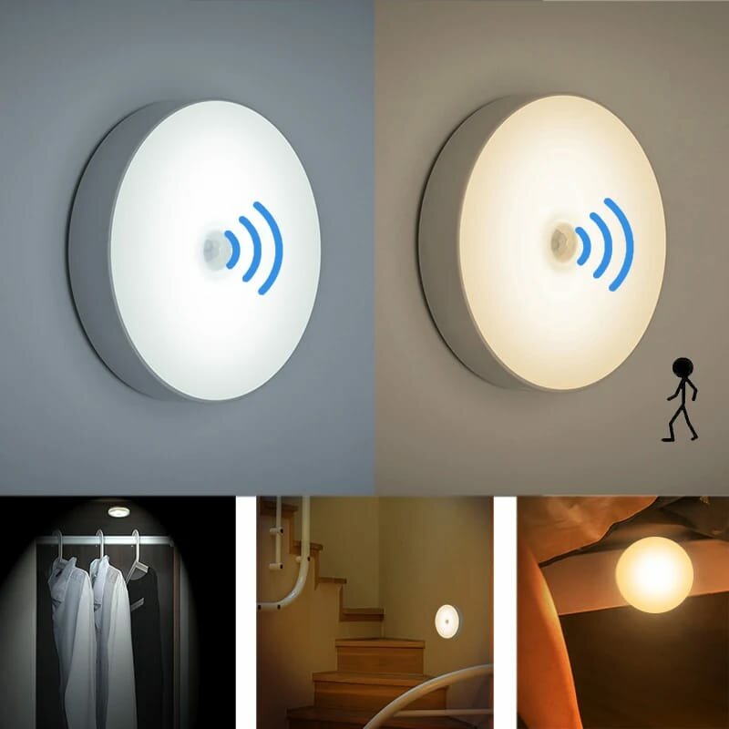 IMPITER светодиодных ламп с датчиком движения, настенный светильник с USB-зарядкой для спальни, лестницы, умный ночсветильник