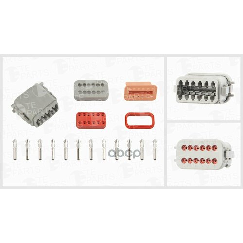 Разъём 12И Контактный (Ответная Часть 7802128)(Комплектация: 12-Pin, Уплотнение, Фиксатор, Крышка) TE PARTS арт. 7802128