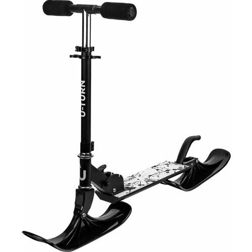 U-TURN FRESH (2в1, колёса PU 120мм+лыжи, 90*10*60-81 см, до 60кг) чёрный СМК-0877 ПП-00216370 (Самокат)