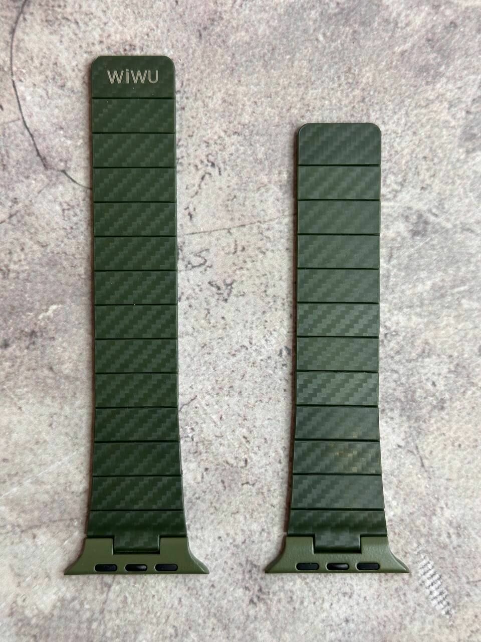 Ремешок на магнитах металлический Wiwu Carbon Fiber Pattern для часов Apple Watch 42/44/45/49 Black — фото 1