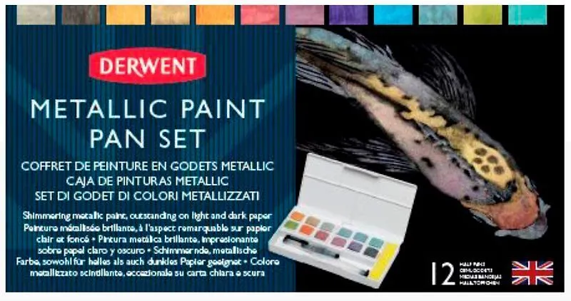 Акварельные краски Derwent Metallic, 12 шт, палитра