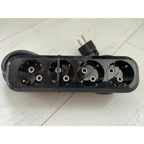 Удлинитель бытовой 4 розетки 450 метров с заземлением 16А Черный 11068₽