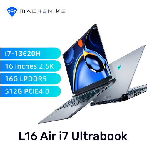 Ноутбук Machenike Light 16 Air Core i7-13620H 16 25K 100 SRGB 120 Гц 16GB DDR5 512GB SSD PCIE40 Windows 11 русская клавиатура 72990₽