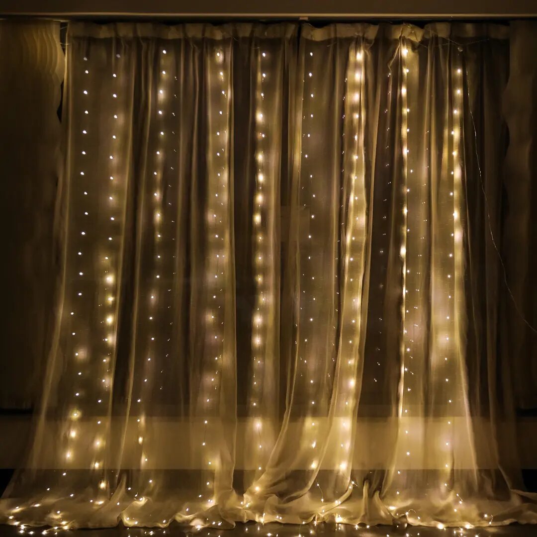 Электрогирлянда Auralight Утренняя роса 3x3 м 300 ламп теплый желтый цвет света 8 режимов работы