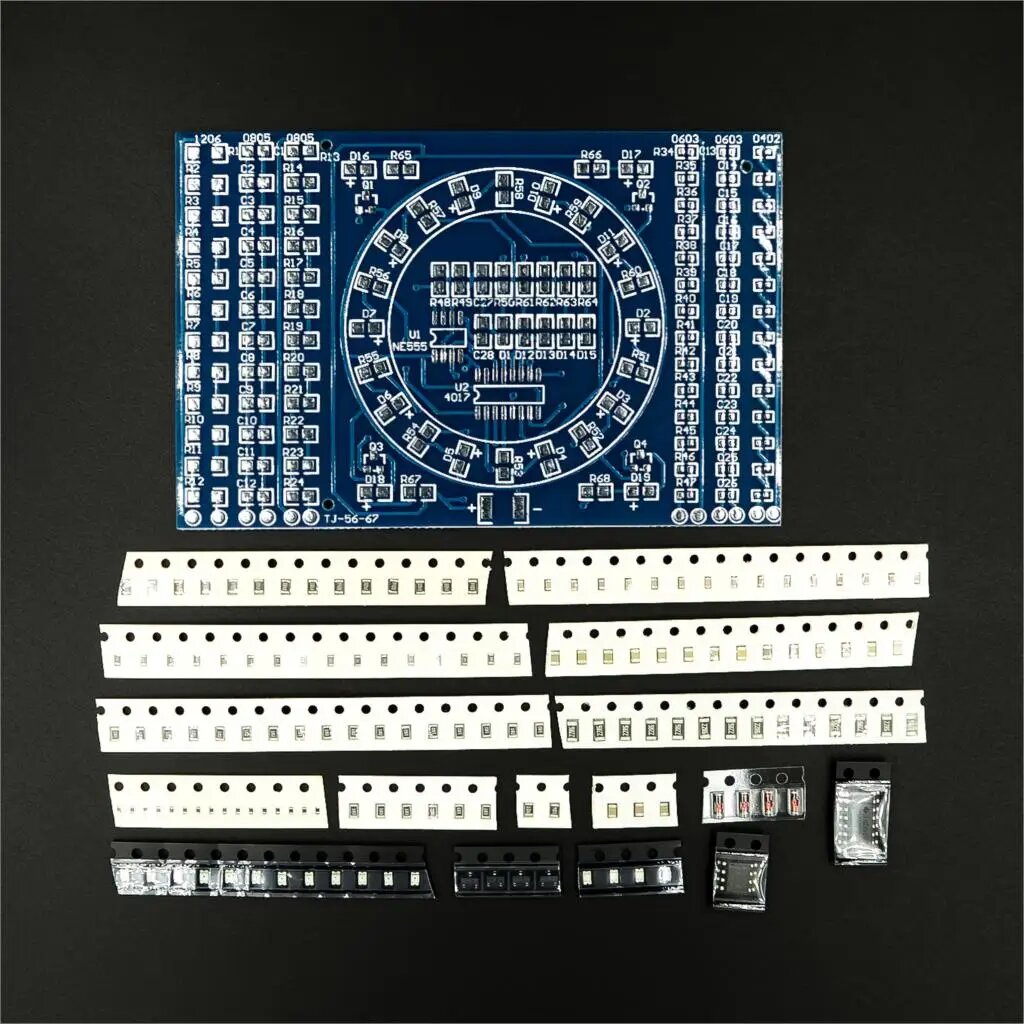 DIY CD4017 вращающаяся планшетофон для поверхностного монтажа NE555, паяльная тренировочная доска, набор «сделай сам», забавные навыки, тренировочный электронный костюм