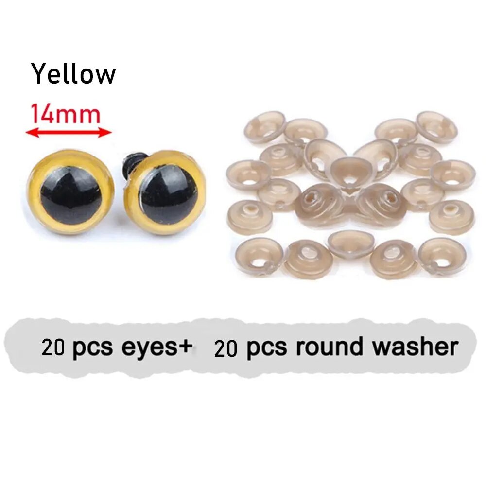 Пластиковые глаза для кукол 20 шт, yellow, 8mm, Унисекс