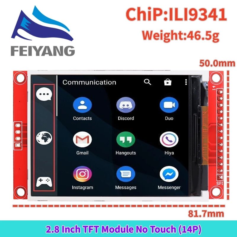 2,4/2,8-дюймовый 240x320 SPI TFT модуль последовательного порта 5 В/3,3 В адаптер печатной платы Micro SD карта ILI9341/ST7789V ЖК-дисплей для Arduino, ILI9341-2.8TFT