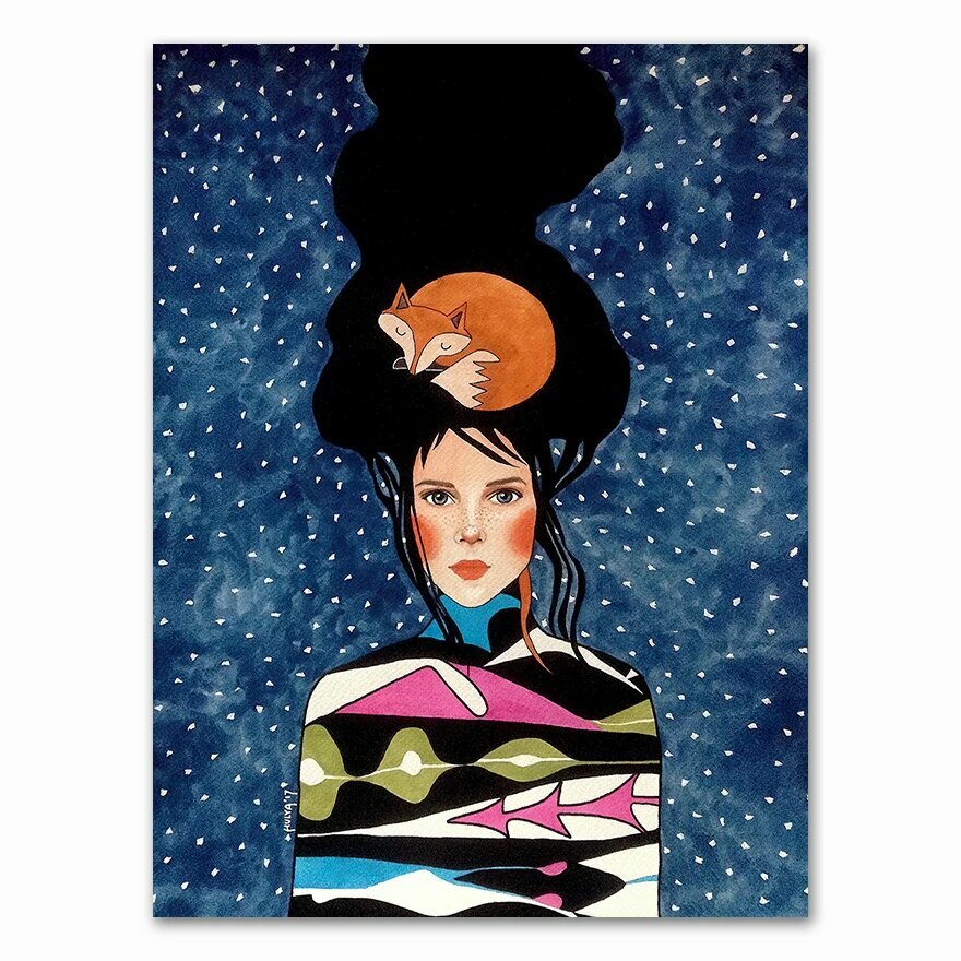 Абстрактная девушка волосы цветок птица настенная живопись на холсте постеры на скандинавскую тему и принты винтажные настенные панно для декора гостиной 0387-06 10x15cm No Frame