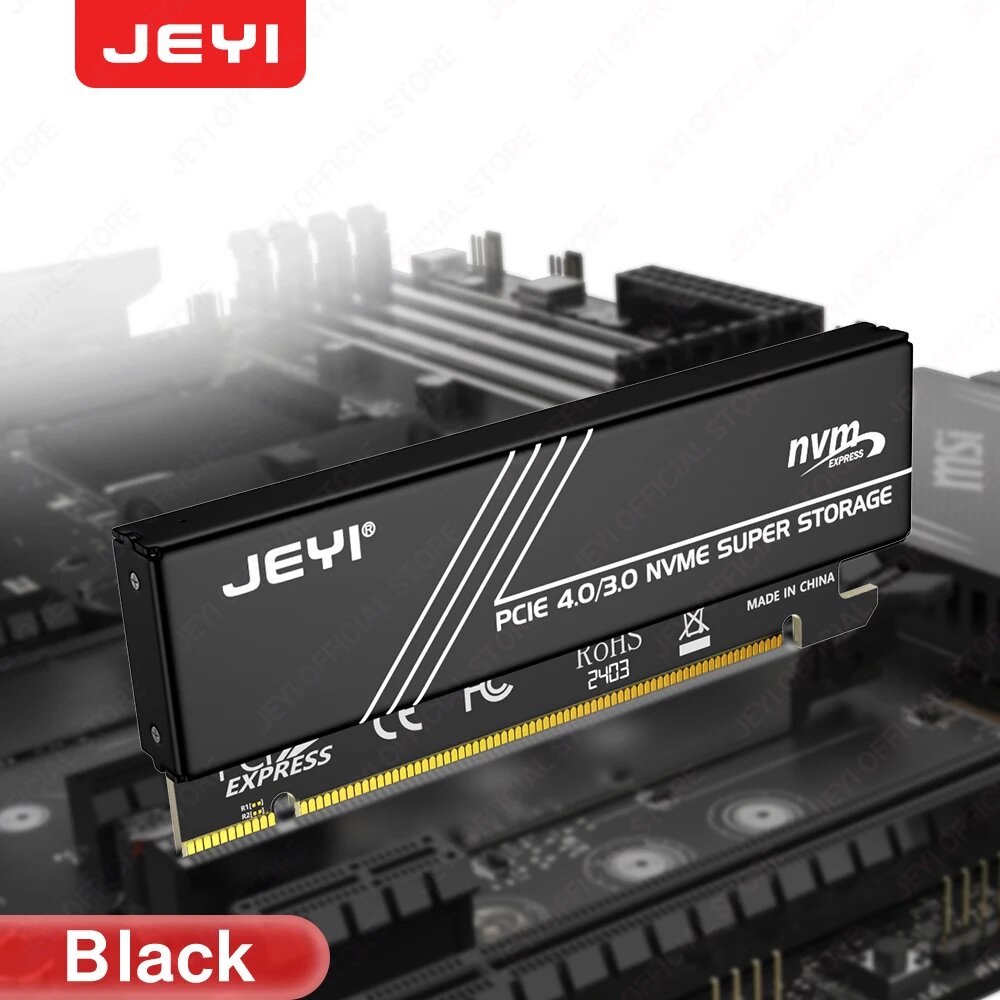 Адаптер JEYI M.2 NVMe к PCIe 4.0 X16, Black