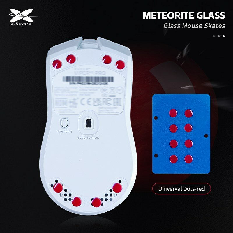 Ножки для мыши (глайды) X-raypad Meteorite Glass Skates Universal Dots, Red, универсальные, 0.99мм, D=6.5мм, 8шт
