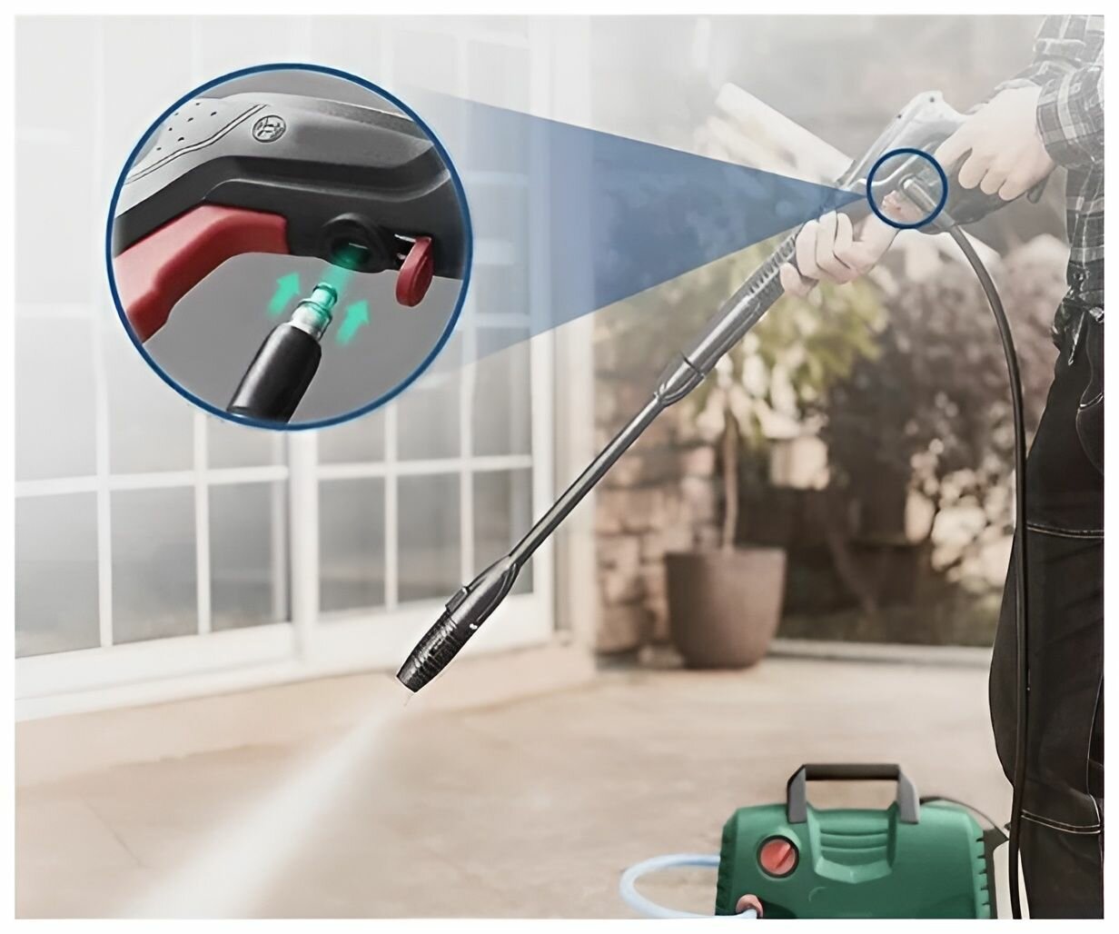 Мойки Высокого Давления Электрические Шланг ПВХ высокого давления Bosch, Stihl. (соединение штуцер 8мм-штуцер 8мм, 10 метров)