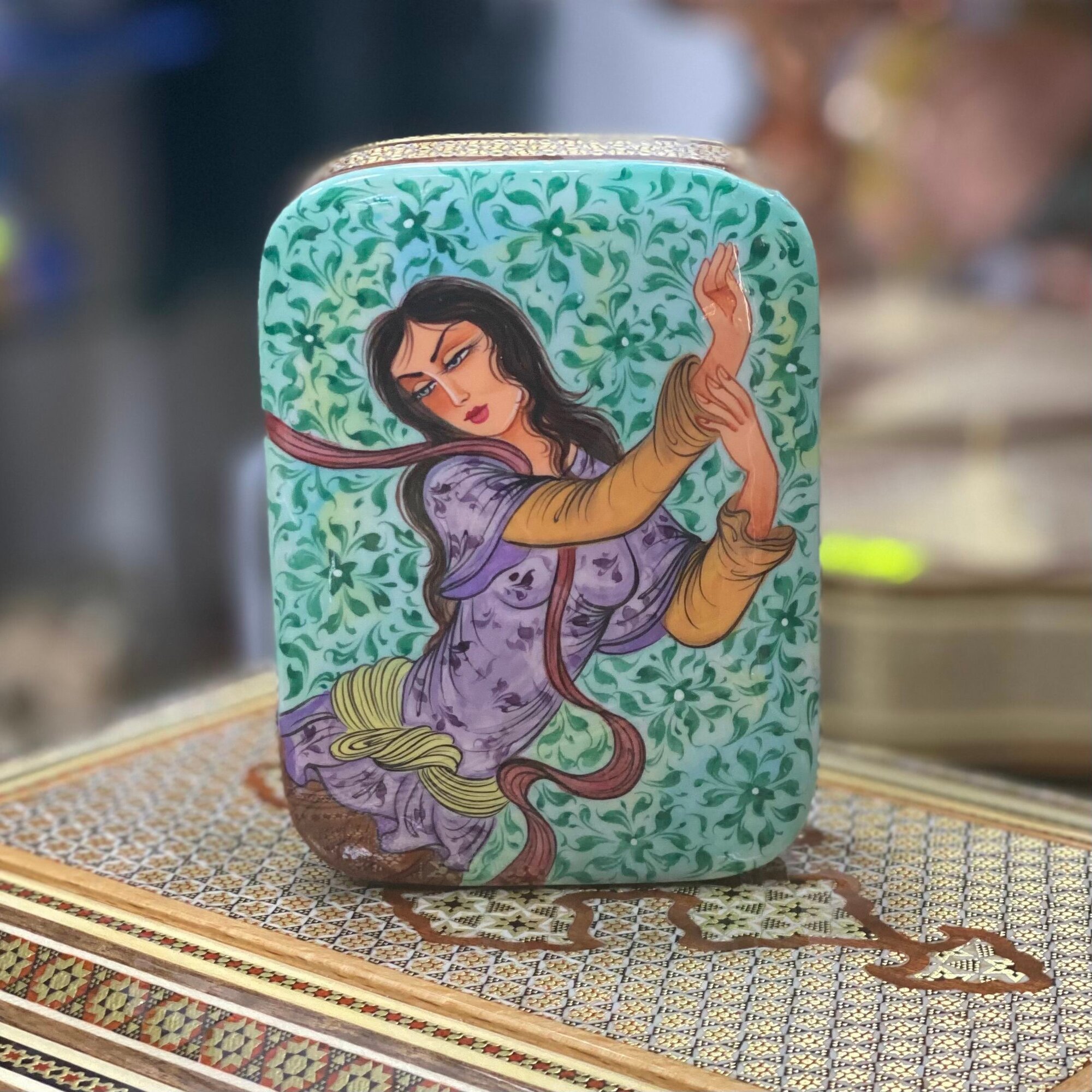 Чехол-футляр Персидский базар, для покерных карт ручной работы, дерево