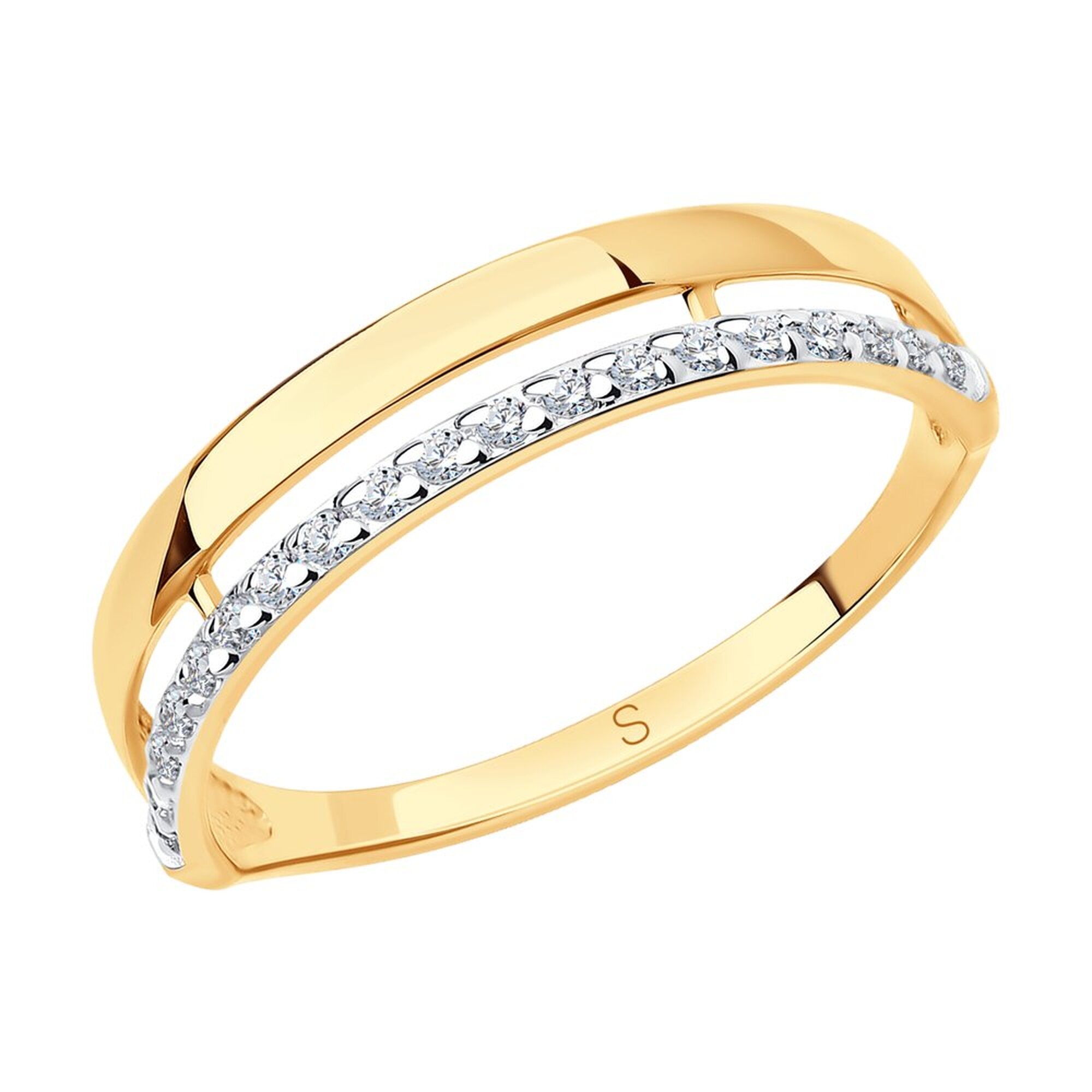 Кольцо дорожка Diamant online, красное золото, 585 проба, фианит