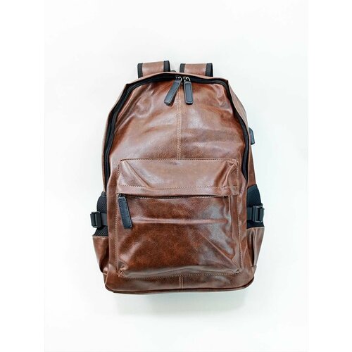 Городской рюкзак до 20 л коричневый с карманом для USB / Рюкзак повседневный экокожа