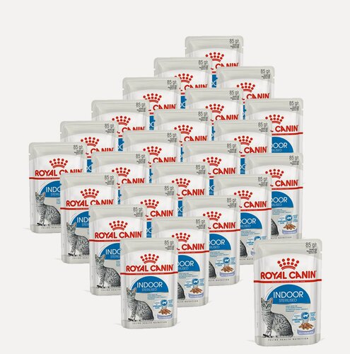 Изображение товара Royal Canin Indoor Sterilised для взрослых стерилизованных кошек живущих дома, кусочки в желе, 85г x 24 шт.